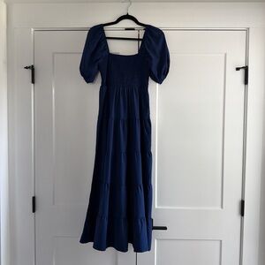 SHEIN Navy Maxi Dress with Puff Sleeves